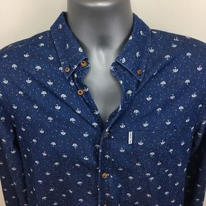 ☂️Ben Sherman Men’s Navy Blue Umbrella Print Shirt